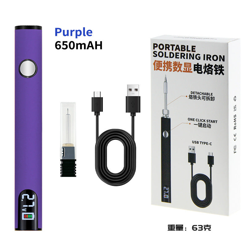 Cross-border explosive portable USB electric soldering iron USB wire burning pen digital display electric welding pen adjustable temperature 510 Loro iron connector