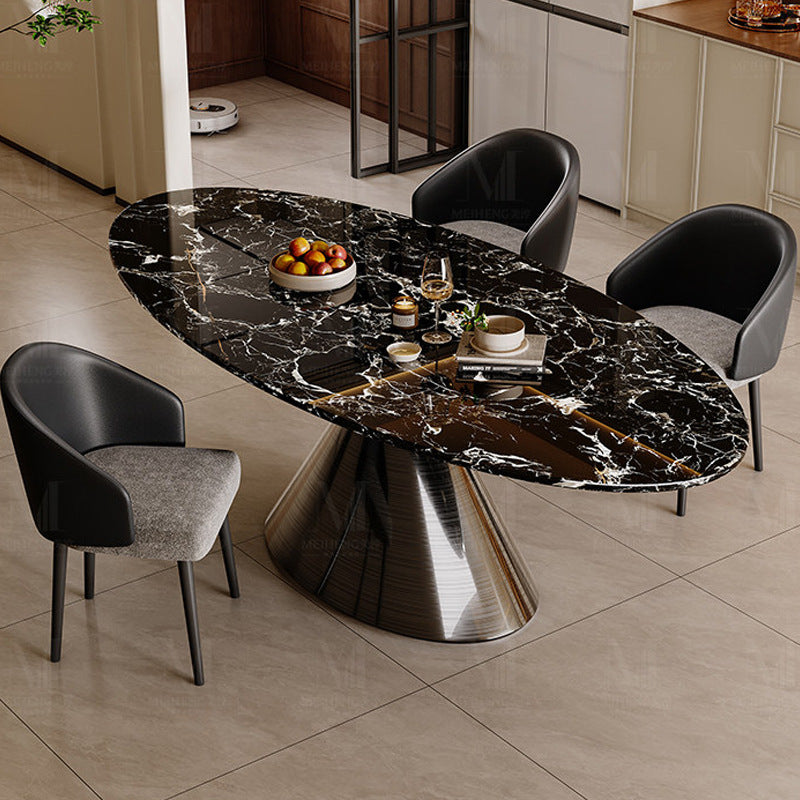 Optional board new arrival marble dining table large apartment natural luxury stone black rose classy oval luxury dining table and chairs