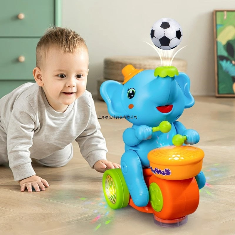 Electric drumming baby elephant suspension ball children's blowing ball toy baby training 0 1 year old 2 puzzle 3 early education