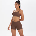 New outdoor casual cloud-like athletic yoga set - quick-dry, compression, criss-cross back, butt-lifting shorts workout outfit