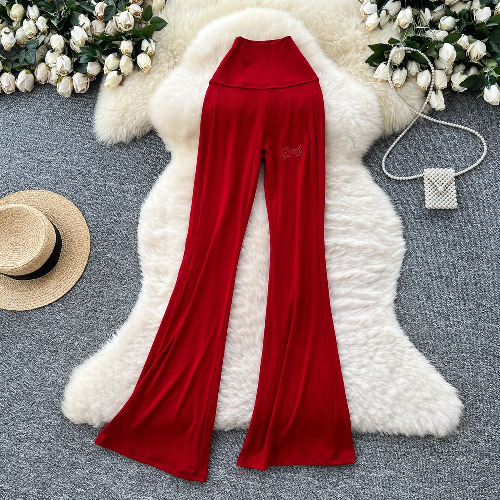 European and american ins wear women's autum relaxed casual high waist silm hip pants sports yoga flared pants