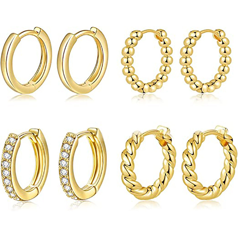 new arrival jewelry fashion exquisite zircon earrings small round ball normcore earrings cable stitch twisted circle earrings