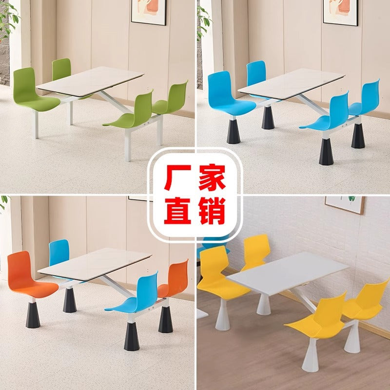 Company school canteen dining table and chair combination staff and students 4 people 6 people dining room table and chair commercial dining table and chair conjoined
