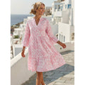 Amazon summer european style casual minimalist elegant bohemian romantic vacation v-neck dress for women