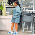 European and american style women's dress -   spring/summer cross-border fashion - trendy lapel loose fit denim skirt