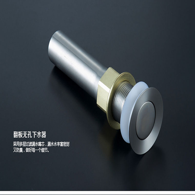 陶瓷盆下水管不锈钢翻板下水器洗脸盆台盆面盆防臭排水管带溢水口