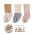 Babylon autumn and winter baby thickened kids socks non-slip dot glue baby floor socks coral velvet newborn knee socks