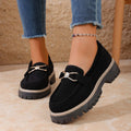 Exportretro cross-border  new spring & fall loafers large size casual frosted british style women's shoes thick heel thick sole