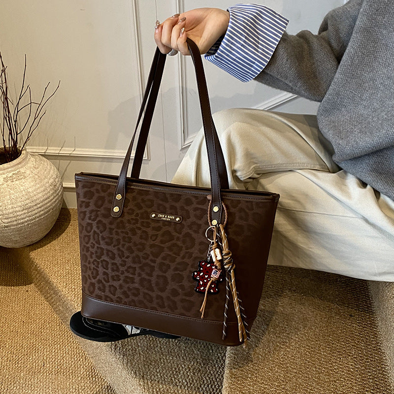 popular leopard print large-capacity shoulder bag for women fall and winternew arrival high-looking vegetable basket easiest for match tote bag