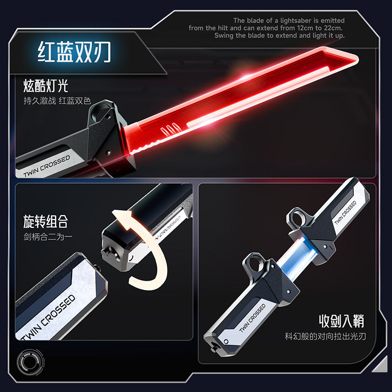 Trendy new double-bladed retractable lightsaber toy for kids - glowing sword for boys, cool dual-head laser sword with sound and light effects