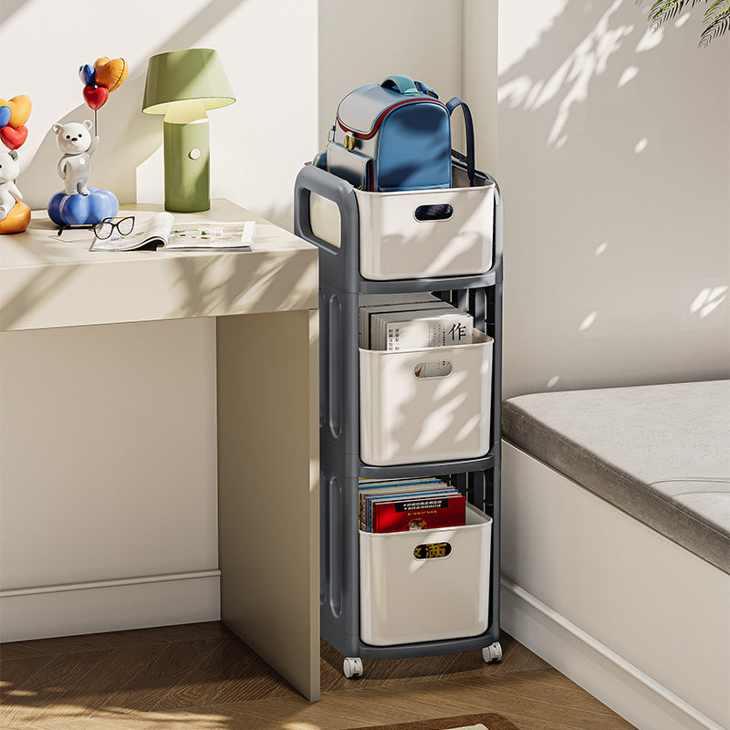 School bag shelf movable pulley trolley with wheels storage artifact household universal storage shelf bookshelf durable