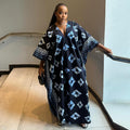 European and american women's clothing  autumn new collection: sweet and fresh printed loose plus size v-neck batwing sleeve maxi dress