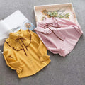 Girl shirtfleece-lined stylenew arrivalk-stylestripes lapel shirtruffles children's spring & fallcardigantops