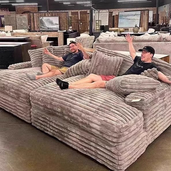 Thick corduroy princess huge straight row sitting deep sofa bed lazy wind can be fully dismantled and washed thick corduroy imitation down sofa