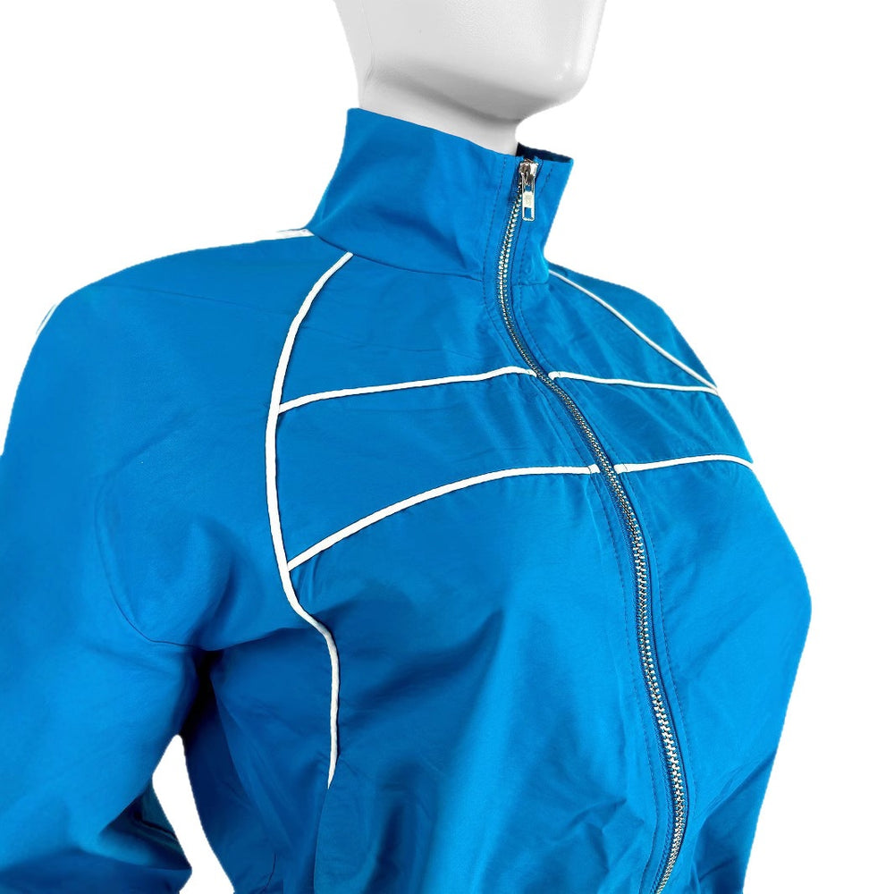 european and american style sexy hot girl long sleeve zipper color block webbing shorts women's two-piece set