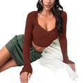 european and american autumn new women's knitted long-sleeve cropped top - sexy cutout design, hot girl style fashion top