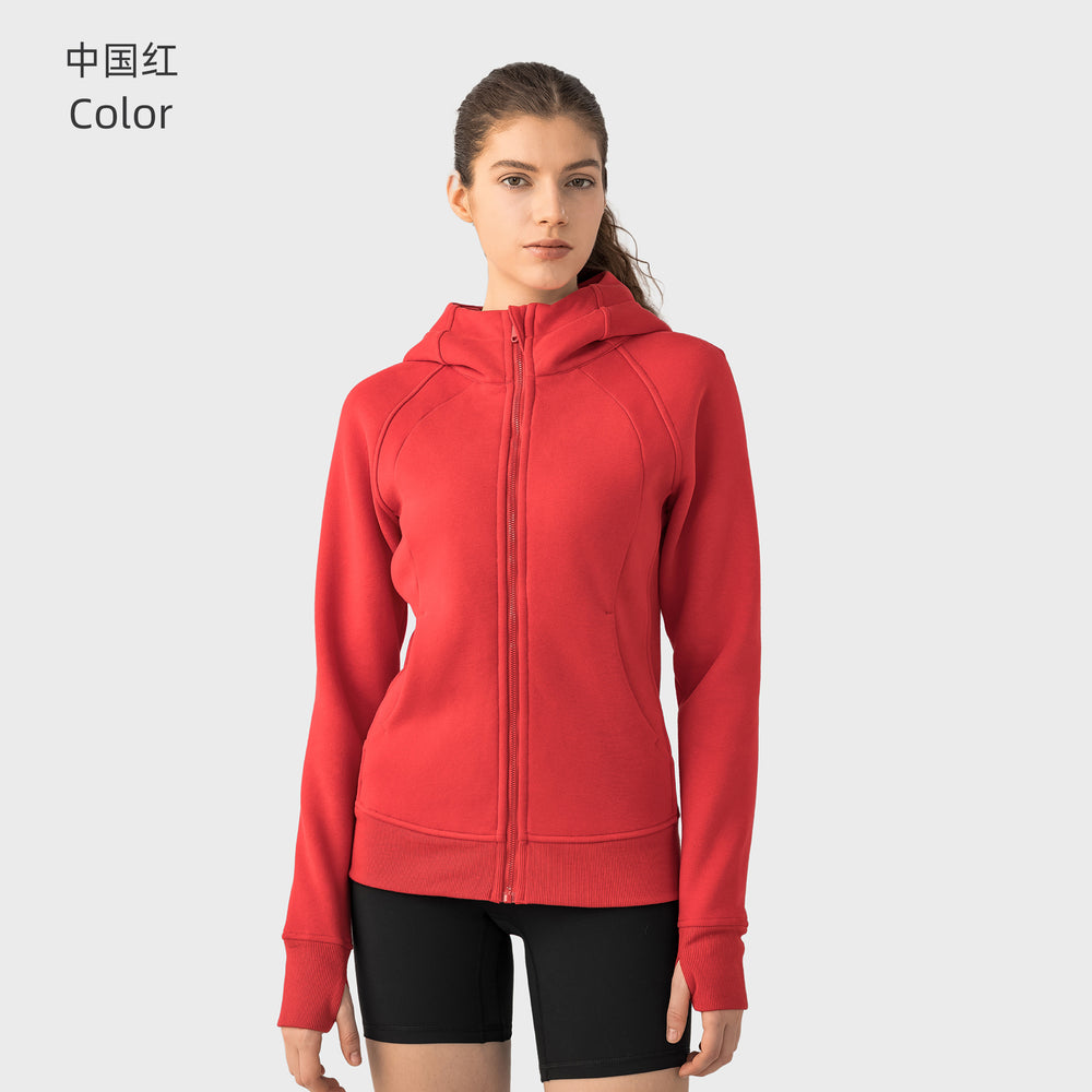 Sca new thickened warm hooded jacket women's outdoor fitness sweatshirt yoga jacket sports top dj028