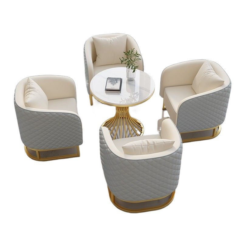 Hotel lobby sofa chair rest area reception booth sales office reception negotiation table and chair combination solid wood frame