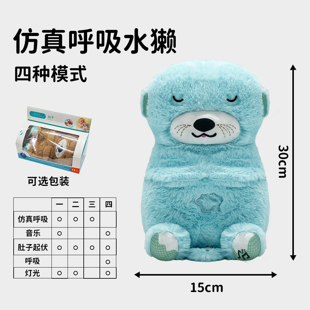 plush toy soothing music light-up sleep aid baby doll otter breathing bear plushie for infant sleep training