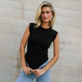 fashionnew arrival women's silm sleeveless round neck knitting ribbed pure colortopsfashionsexy hot girl vest
