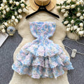 Frenchsweet atmosphere tube topdress women's summerstereo flower petites hot girl puffy short skirt