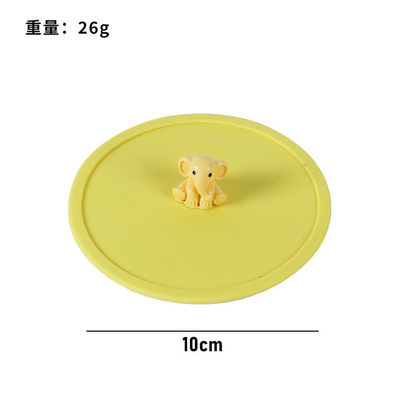 Silicone cup lid - food grade, cartoon design, creative, dustproof, leak-proof tea cup/water cup lid - multi-purpose sealed fresh-keeping lid