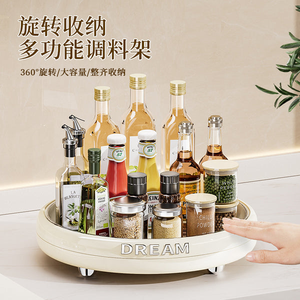 Rotatable seasoning storage tray Multifunctional seasoning rack Household seasoning storage box Kitchen storage finishing rack
