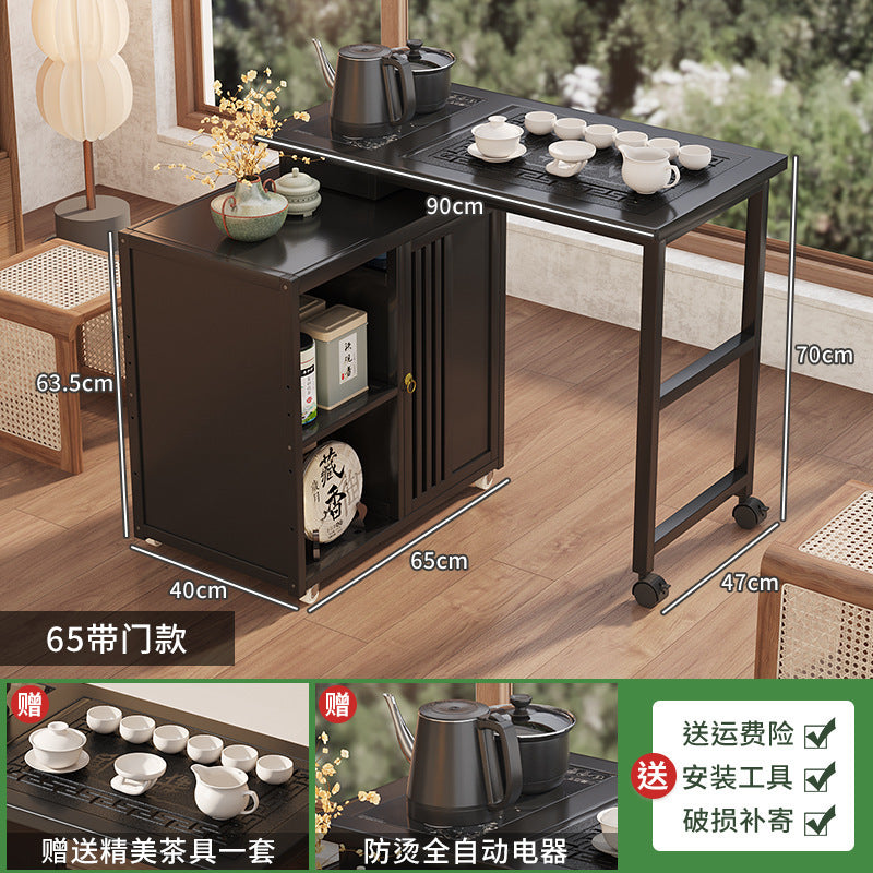 Modern minimalist tea table set - portable, rotating, kung fu tea brewing, all-in-one design for home, small apartments, balcony tea table/tea station