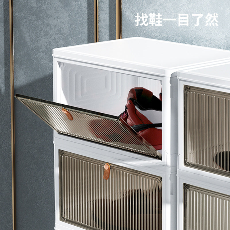 Installation-free shoe box, dustproof, foldable simple shoe cabinet, multi-layer household solid color shoe rack, preferred PP plastic storage box