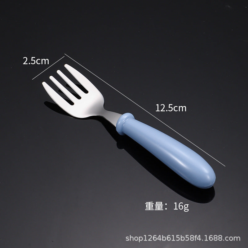 Cross-border 304 stainless steel children's tableware spoon fork box three-piece set baby feeding tableware mother and baby gifts