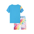 foreign trade summer girl home wear gradient 3d digital printing 2 pieces short-sleeved shortssuit