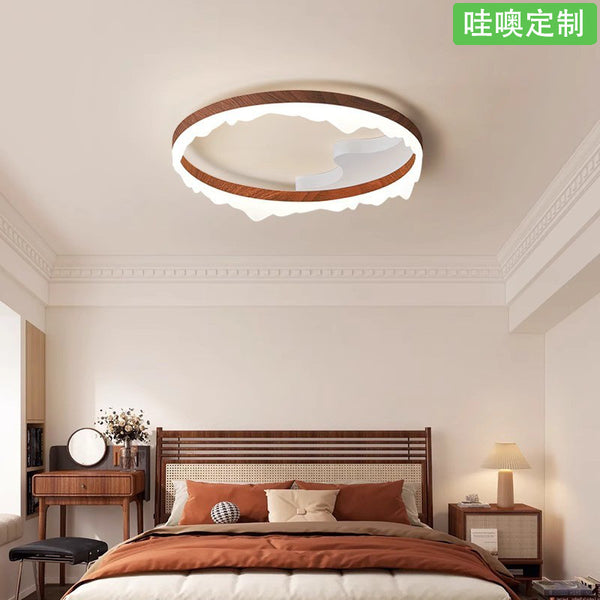 [Wow] Ceiling lamp full spectrum eye protection modern simple walnut color creative iceberg master bedroom room lamp