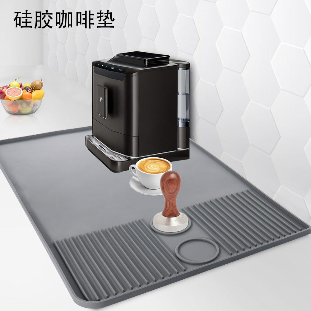 Coffee machine mat, silicone non-slip and shock-proof large-size universal protective mat, multi-functional dining table thermal insulation drain mat