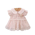 Summer lightweight lace flutter sleeve romper dress - baby girl princess outfit for newborns, first birthday, and 100-day celebration