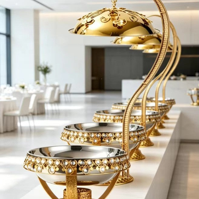 Luxury stainless steel gold buffet warming tray - hotel banquet buffet warmer - in stock