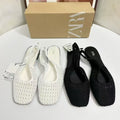 Za korean style mesh fishnet closed-toe sandals women's 2025 new summer niche flat backless sandals single shoes women