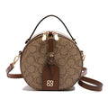 2025 new european and american fashionable chic chanel-style high-end crossbody bag, small round bag, large capacity vintage shoulder bag