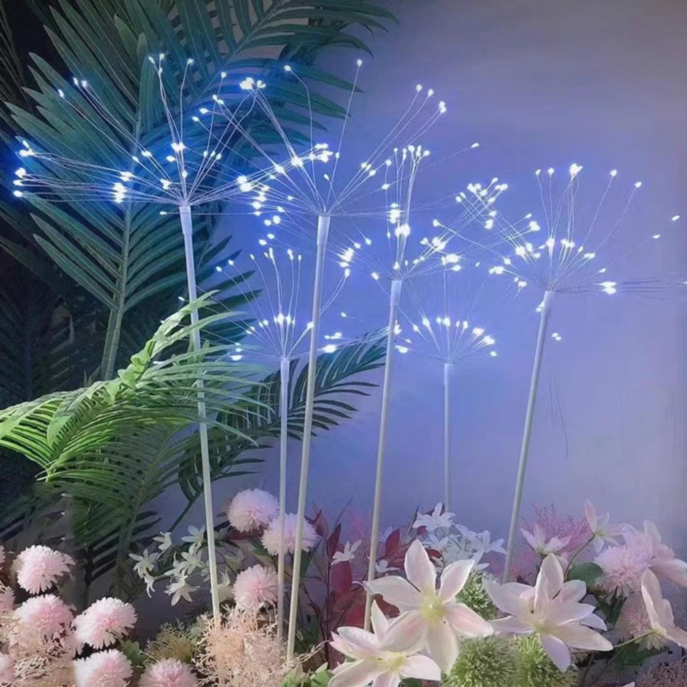 Wedding scene layout creative fireworks row and insert road guide window photography stage decoration LED copper wire smoke lamp