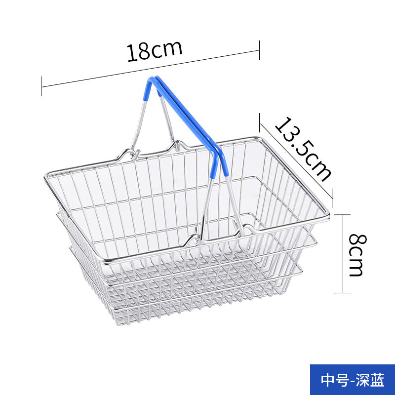 Cross-border  wrought iron simulation shopping basket household cosmetics sundries storage decorative shelf shooting props