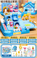 3-6 year old girls' toys, pretend play magnetic pet house, little rabbit & cat dolls, birthday gift for girls