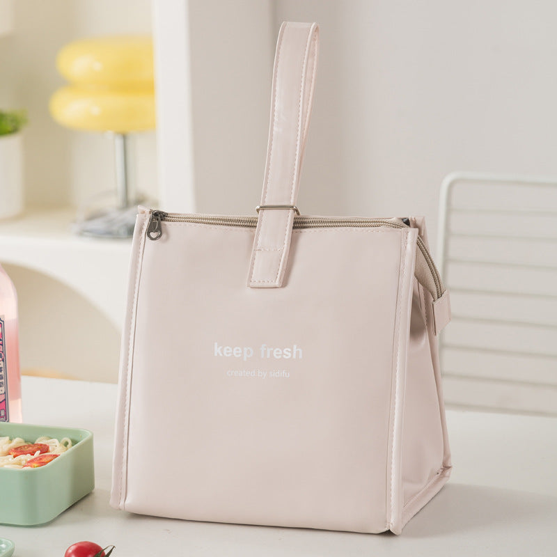 Customized pu bento bag, large-capacity student lunch box bag, lunch bag, office workers bring rice, portable bento bag, thermal insulation bag