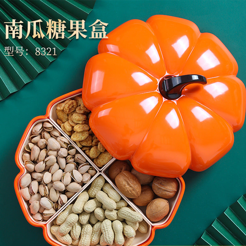 Guofeng Candy Box Snack Storage Box with Lid Creative Grid Box Living Room Chinese New Year Household Dried Fruit Box Nut Plate