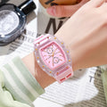 Transparent barrel-shaped new watch casualniche style cross-border richard series quartz watch barrel-shaped watch for men ⌚️
