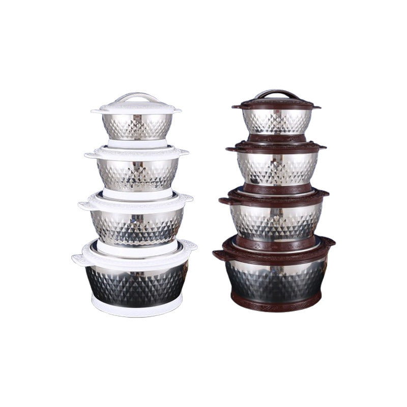 Magnetic double-layer pot three-piece set stainless steel thermal insulation pot exported to africa suit pot drill point 4pcs thermal insulation pot pot