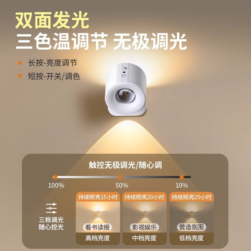 Wireless wall light - no wiring, no drilling - bedside reading lamp, living room background wall ambient light, premium remote control rechargeable spotlight
