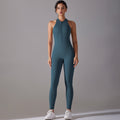 Naked zipper one-piece yoga wear sports bodysuit cut out beautiful back running fitness wear jumpsuit processing personalized