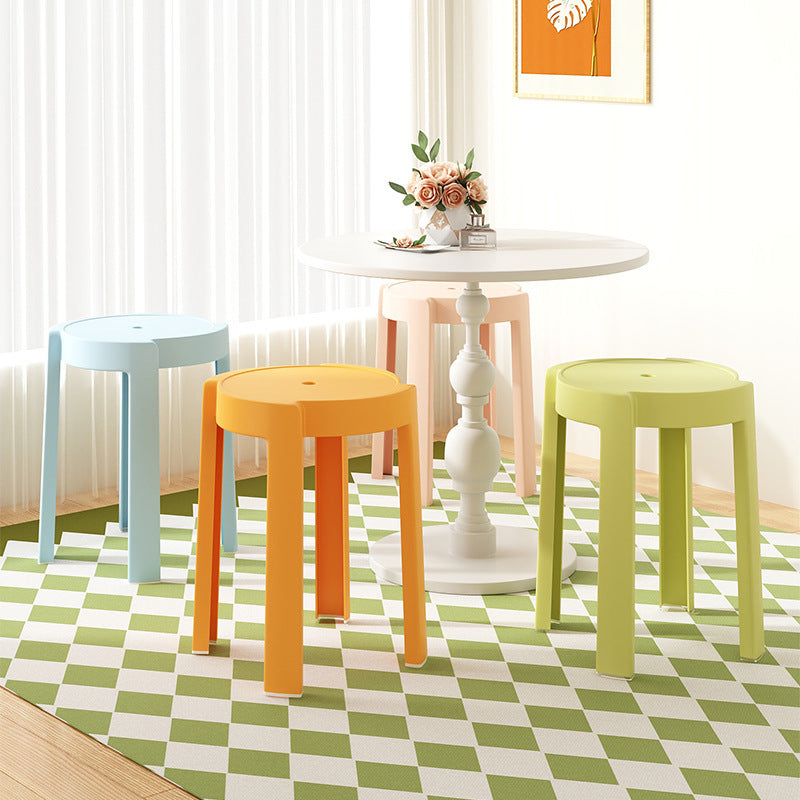 Popular plastic stool for home stackable thickened high stool windmill round plastic stool casual restaurant spare dining table and chairs