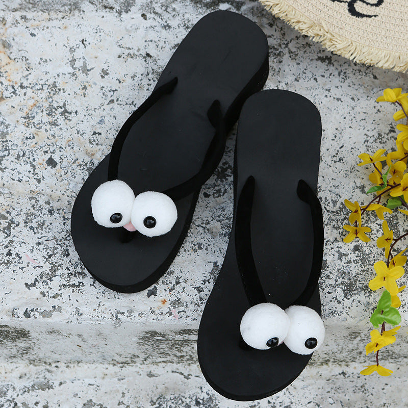 Plus size cute cartoon animal platform flip-flops - lightweight, casual, comfortable, perfect for shopping, travel, and beach days