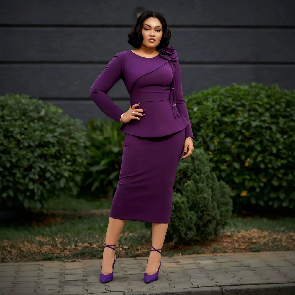 Autumnew arrivallong sleeveselegance one-step skirt stereo flower ruffles silm hip-hugging work clothingdress dress