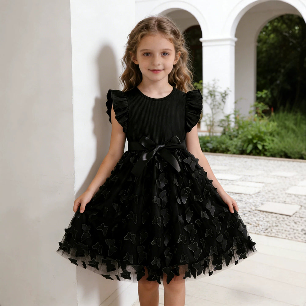 summer korean style girls' short-sleeve lace floral dress - trendy korean kids' formal dress